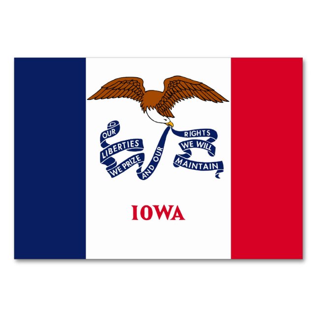 Patriotische Tischkarte mit Flagge von Iowa Tischnummer (Vorderseite)