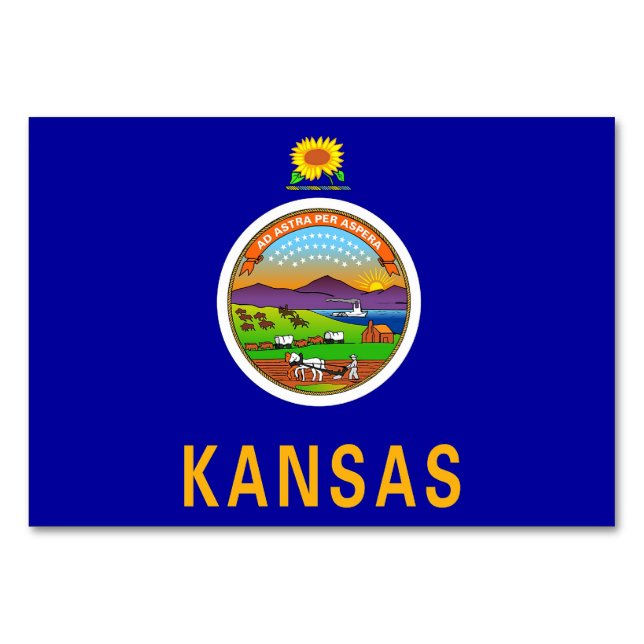 Patriotische Tischkarte mit Flagge von Kansas Tischnummer (Vorderseite)