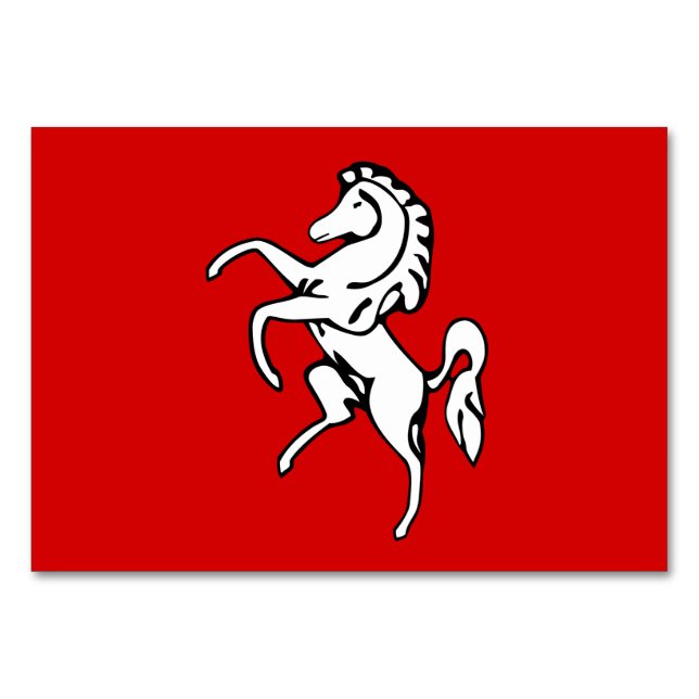 Patriotische Tischkarte mit Flagge von Kent, Engla Tischnummer (Vorderseite)