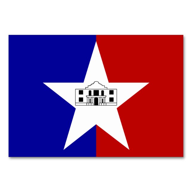 Patriotische Tischkarte mit Flagge von San Antonio Tischnummer (Vorderseite)