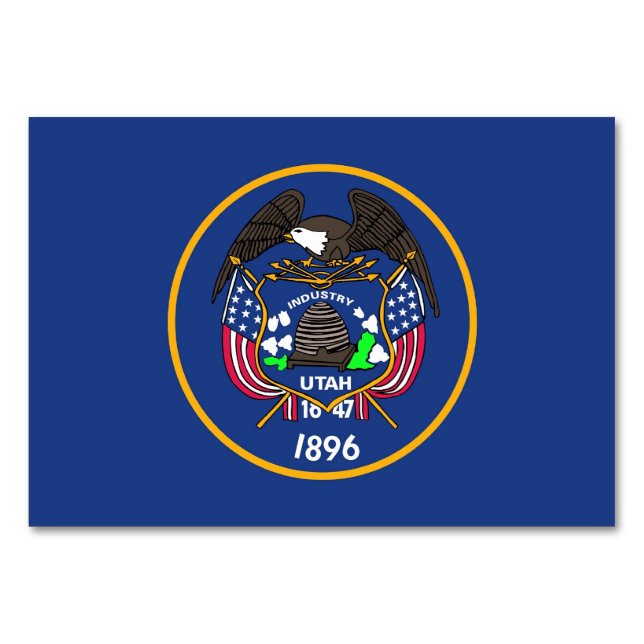Patriotische Tischkarte mit Flagge von Utah Tischnummer (Rückseite)