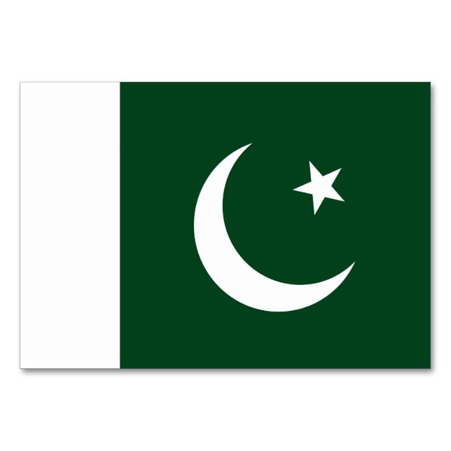 Patriotische Tischkarte mit pakistanischer Flagge Tischnummer (Vorderseite)