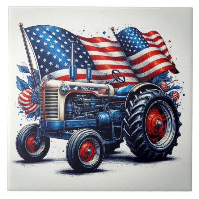Patriotische Traktor-Keramik Tile Fliese (Vorderseite)