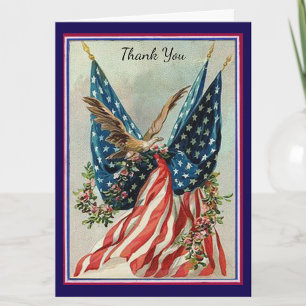Patriotische Trauer Amerikanische Flagge und Adler Dankeskarte