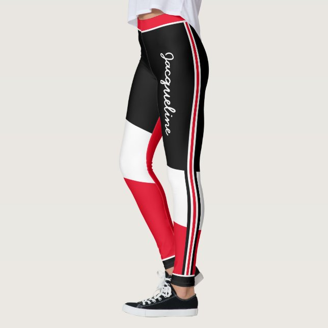 Patriotische Trinidad und Tobago Farben mit Namen Leggings (Links)