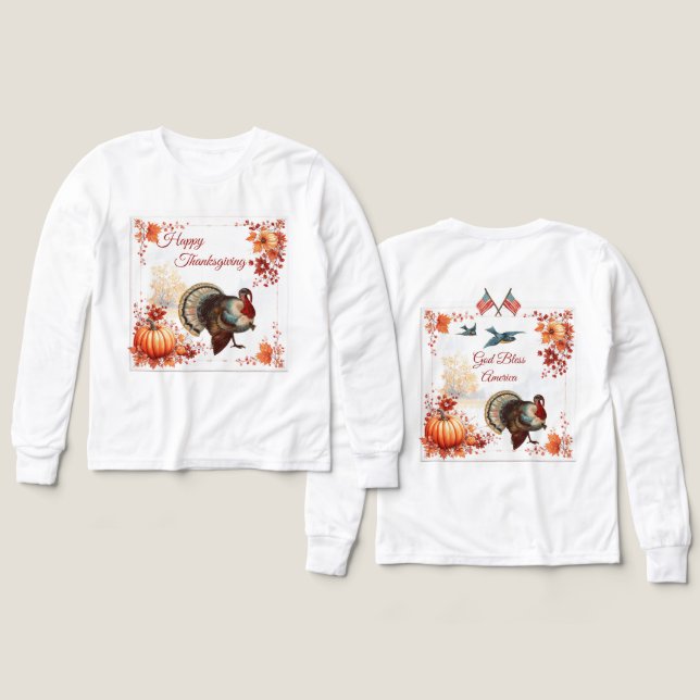 Patriotische Türkei Erntedank Kids (Design Vorderseite & Rückseite)