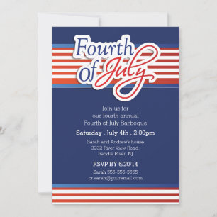 Patriotische Typografie 4. Juli Party Einladung
