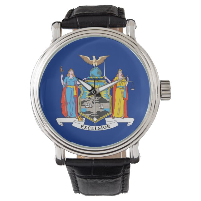 Patriotische Uhr mit der Fahne des New Yorker Staa (Vorderseite)