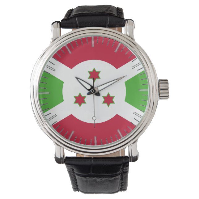Patriotische Uhr mit Flagge Burundis (Vorderseite)