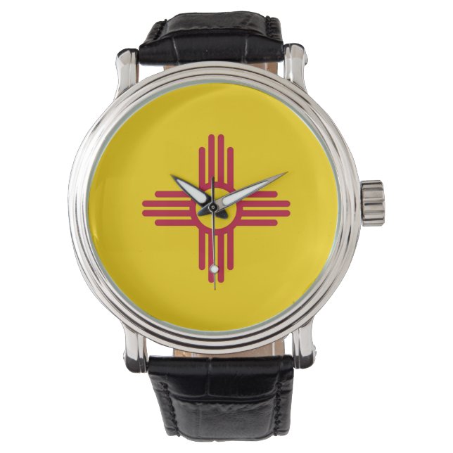 Patriotische Uhr mit Flagge New Mexico (Vorderseite)