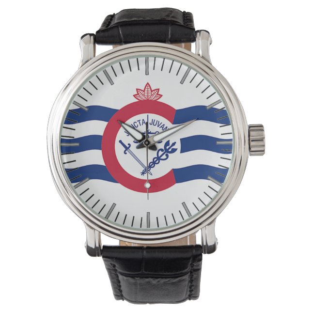 Patriotische Uhr mit Flagge von Cincinnati (Vorderseite)