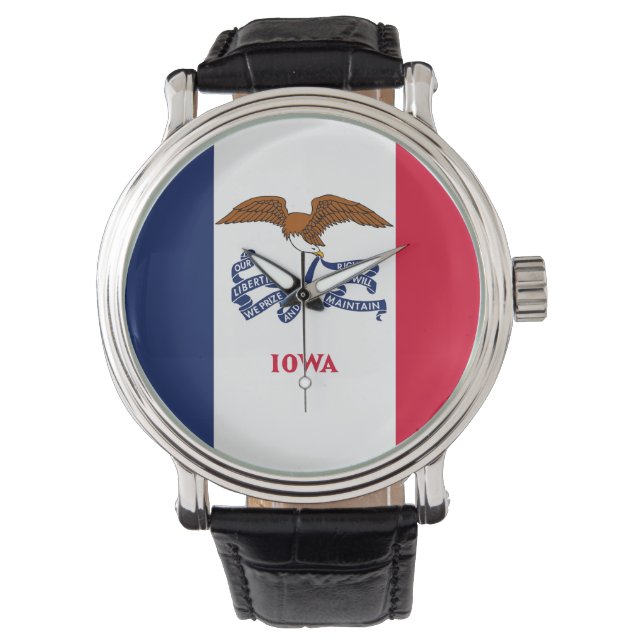 Patriotische Uhr mit Flagge von Iowa (Vorderseite)