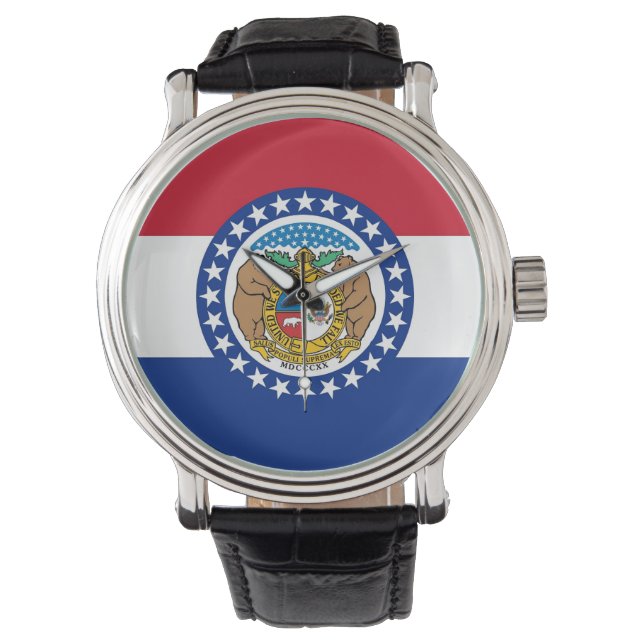 Patriotische Uhr mit Flagge von Missouri (Vorderseite)