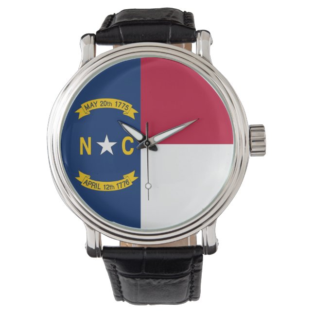 Patriotische Uhr mit Flagge von North Carolina (Vorderseite)