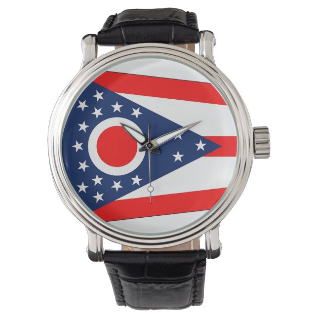 Patriotische Uhr mit Flagge von Ohio (Vorderseite)