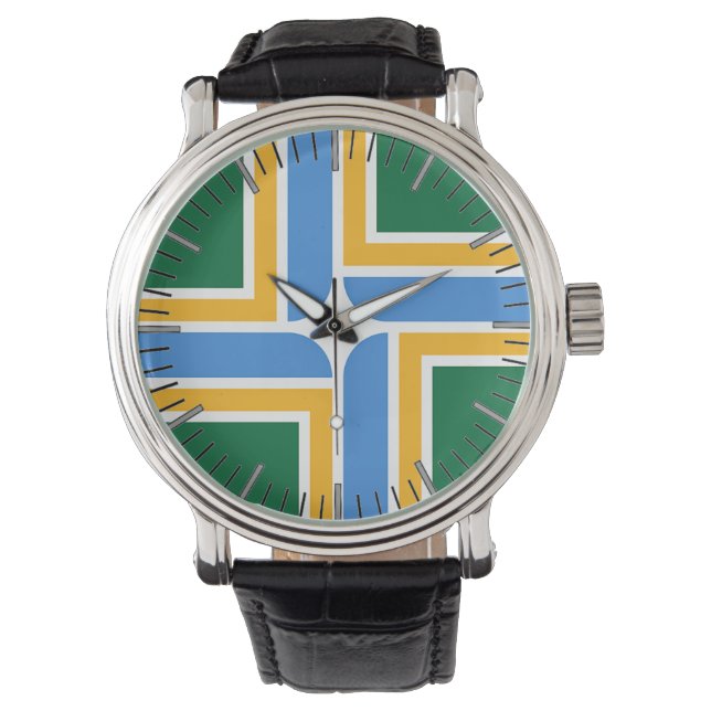 Patriotische Uhr mit Flagge von Portland (Vorderseite)