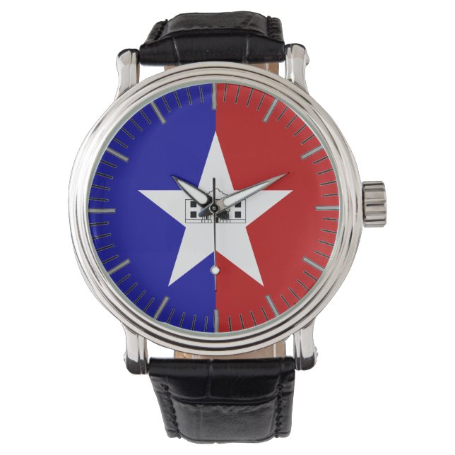 Patriotische Uhr mit Flagge von San Antonio (Vorderseite)