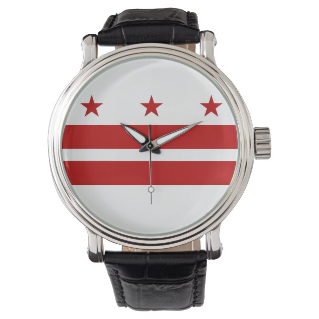 Patriotische Uhr mit Flagge von Washington DC (Vorderseite)