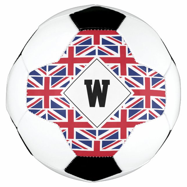 Patriotische UNION JACK UK GB Monogram Soccer Ball (Vorderseite)