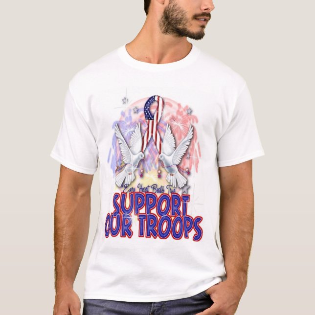 Patriotische "Unterstützung unsere Truppen " T-Shirt (Vorderseite)