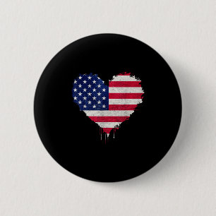 Patriotische US-amerikanische Flaggen Liebe Herzli Button