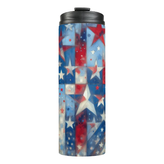 Patriotische US-Flagge Abstrakte Kunst Thermosbecher (Vorderseite)