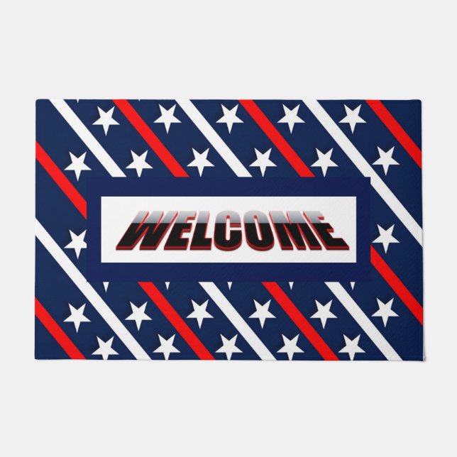 Patriotische US Flagge Amerika-Flagge Fußmatte (Vorderseite)