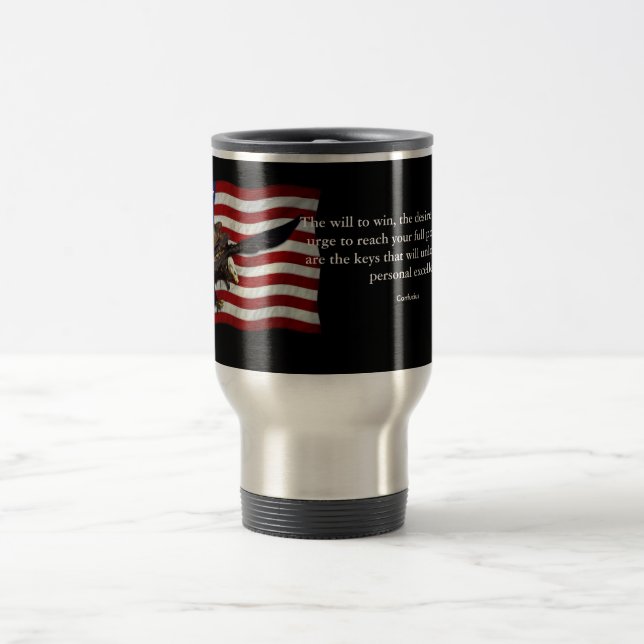 Patriotische US-Flagge Bald Adler und Konfuzius Zi Reisebecher (Mittel)