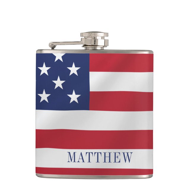Patriotische US Flagge Blue White USA Flag Flachmann (Vorderseite)