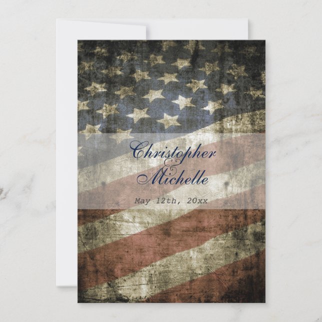 Patriotische US-Flagge Einladung zur Hochzeit und  (Vorderseite)