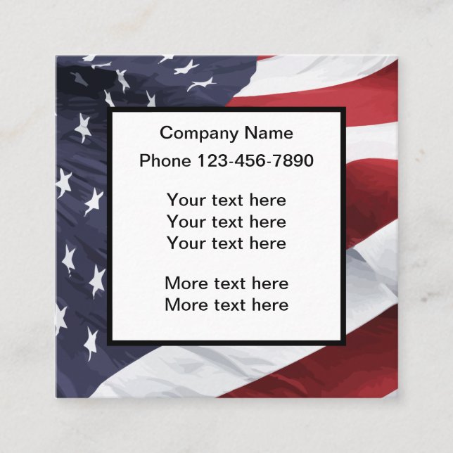 Patriotische US Flagge Quadratische Visitenkarte (Vorderseite)