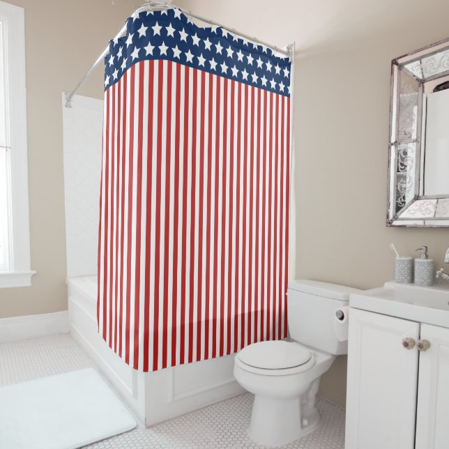 Patriotische US Flagge Rot Weiß und Blau Duschvorhang (Beispiel)