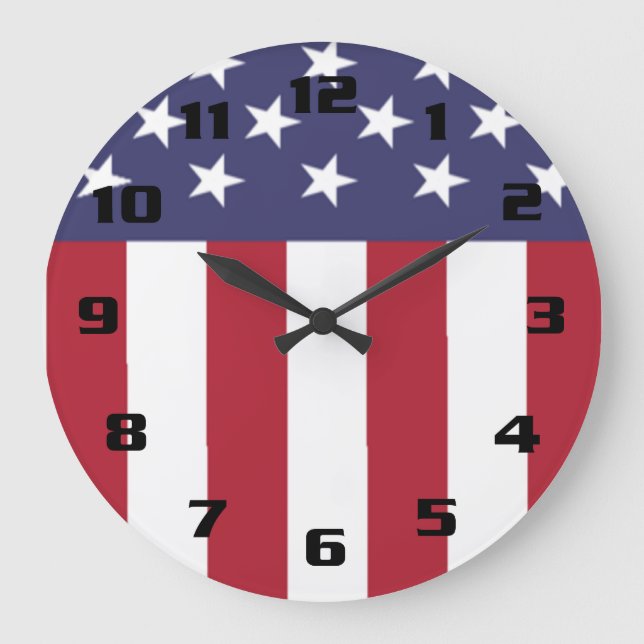 Patriotische US Flagge USA Flagge Große Wanduhr (Vorderseite)
