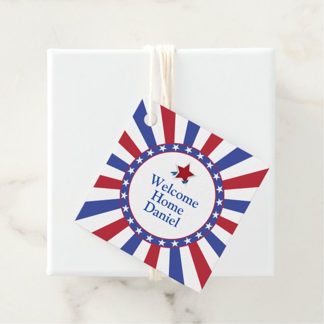 Patriotische US Flagge Welcome Zuhause Geschenkanhänger (Beispiel)