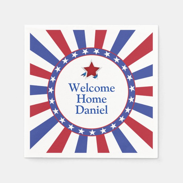 Patriotische US Flagge Welcome Zuhause Serviette (Vorderseite)