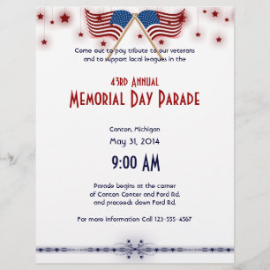 Patriotische US-Flaggen und Sterne Gedenktag Flyer