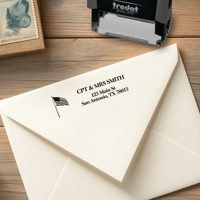 Patriotische US-Flaggenadresse Permastempel (US Flag Return Address Stamp)