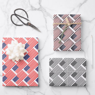 Patriotische US-Flaggenmuster verpacken Papierblät Geschenkpapier Set