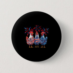 Patriotische US-Hühner 4. Juli US-Flagge unabhängi Button