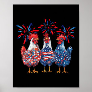 Patriotische US-Hühner 4. Juli US-Flagge unabhängi Poster