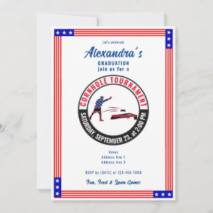 Patriotische US Sack Toss Cornhole Graduation Part Einladung