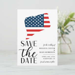 Patriotische US-Staats Connecticut Zielhochzeit Save The Date