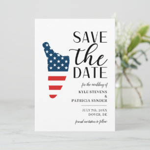 Patriotische US-Staats-Destination-Hochzeit in Del Save The Date