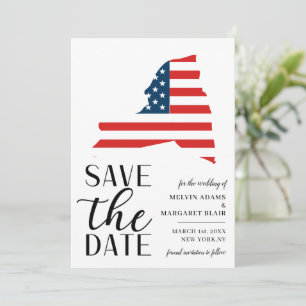Patriotische US-Staats- Hochzeit im Staat New York Save The Date