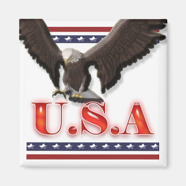 Patriotische USA Adlersteine Streifen Magnet (Vorne)