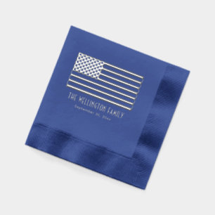Patriotische USA Amerikanische Flagge Name Datum Servietten Mit Folie