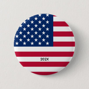 Patriotische USA-Amerikanische Flagge Rot Weiß und Button
