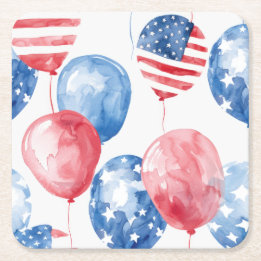 Patriotische USA-Ballons Rechteckiger Pappuntersetzer