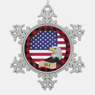 Patriotische USA, Büffel kariert, Adler, amerikani Schneeflocken Zinn-Ornament