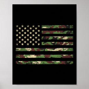 Patriotische USA-Flagge 4. Juli Camo Amerikanische Poster